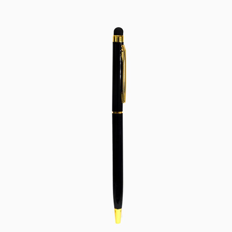 Metal Slim Pen - Black Color With Gold Plated Clip & Tip